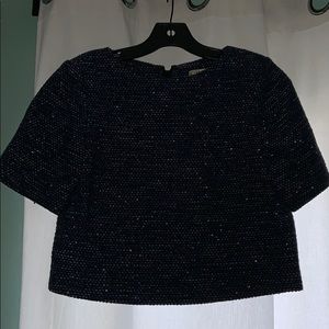 alice + olivia crop boxy boucle top